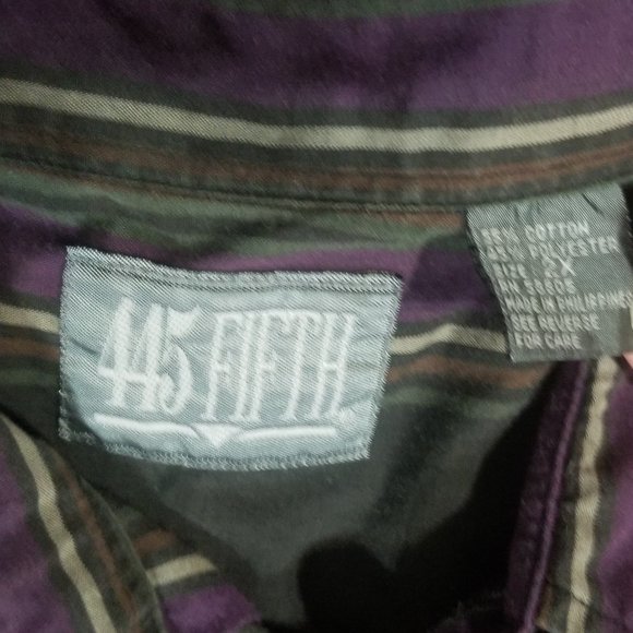 purple/dark gray striped 445 Fifth men's 2X shirt - Picture 4 of 4